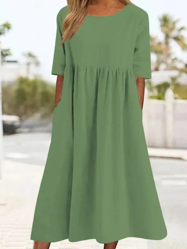 ALEXANDRA | ELEGANT MIDI DRESS WITH FLATTERING TUMMY COVERAGE